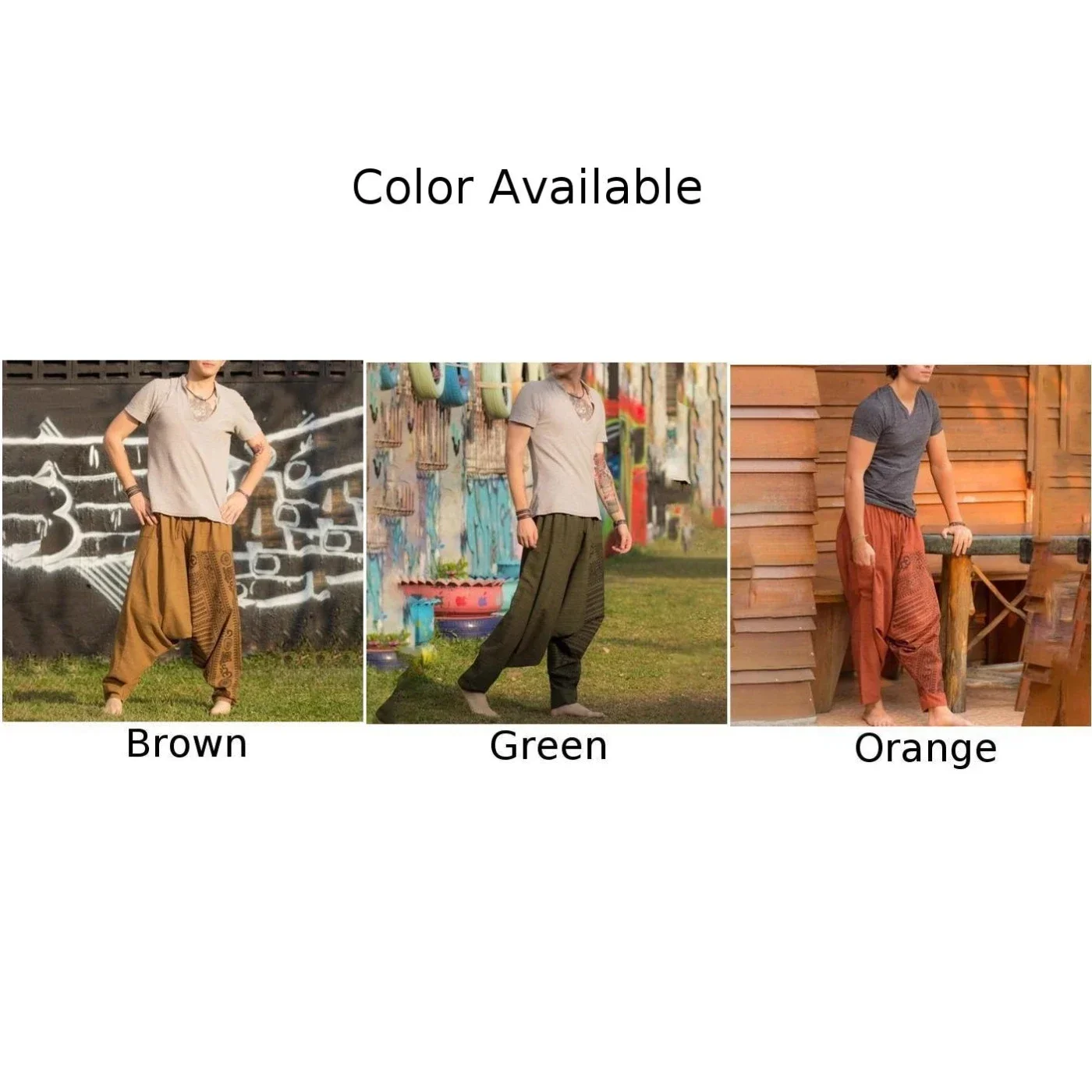 Vintage Boho Style Men\'s Harem Pants Bloomers Baggy Balloon Yoga Loose Casual Elasticated Trousers Pants Clothing