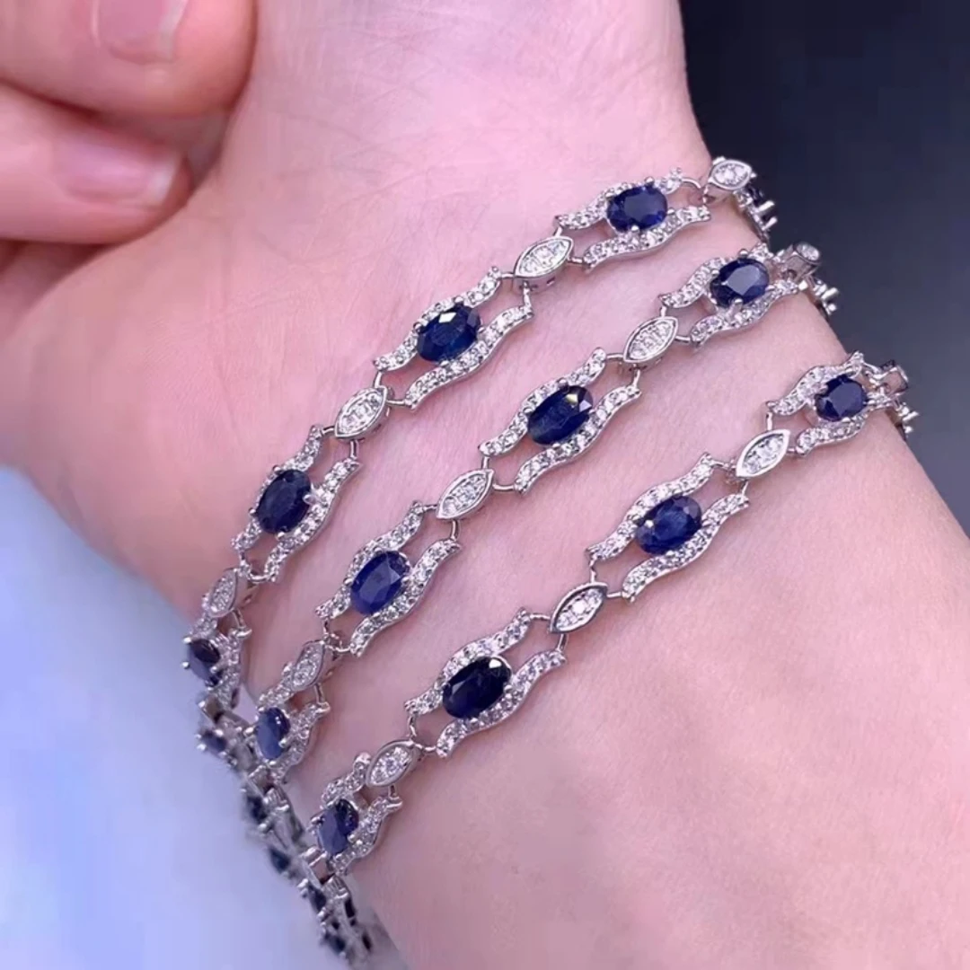 

KJJEAXCMY High purity Natural Sapphire S925 silver exquisitely Bracelet Full of luster Simple,Design High-End Bestseller Gift