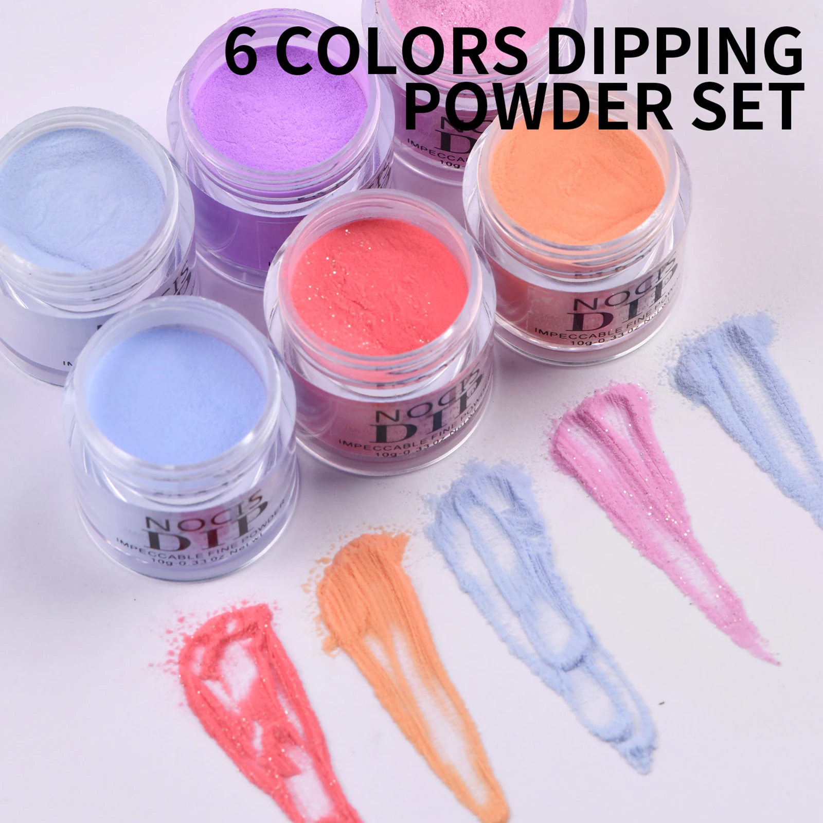 NOCIS 6-kleuren nageldompelpoederset Nail Art Dip Powder Kit Sneldrogend Geen UV / LED-nagellamp nodig