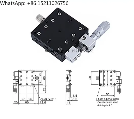 

Позиционирующий столик LX60-L 49N с плавной регулировкой по оси X (ход ±0,3 дюйма) и левосторонним микрометром
