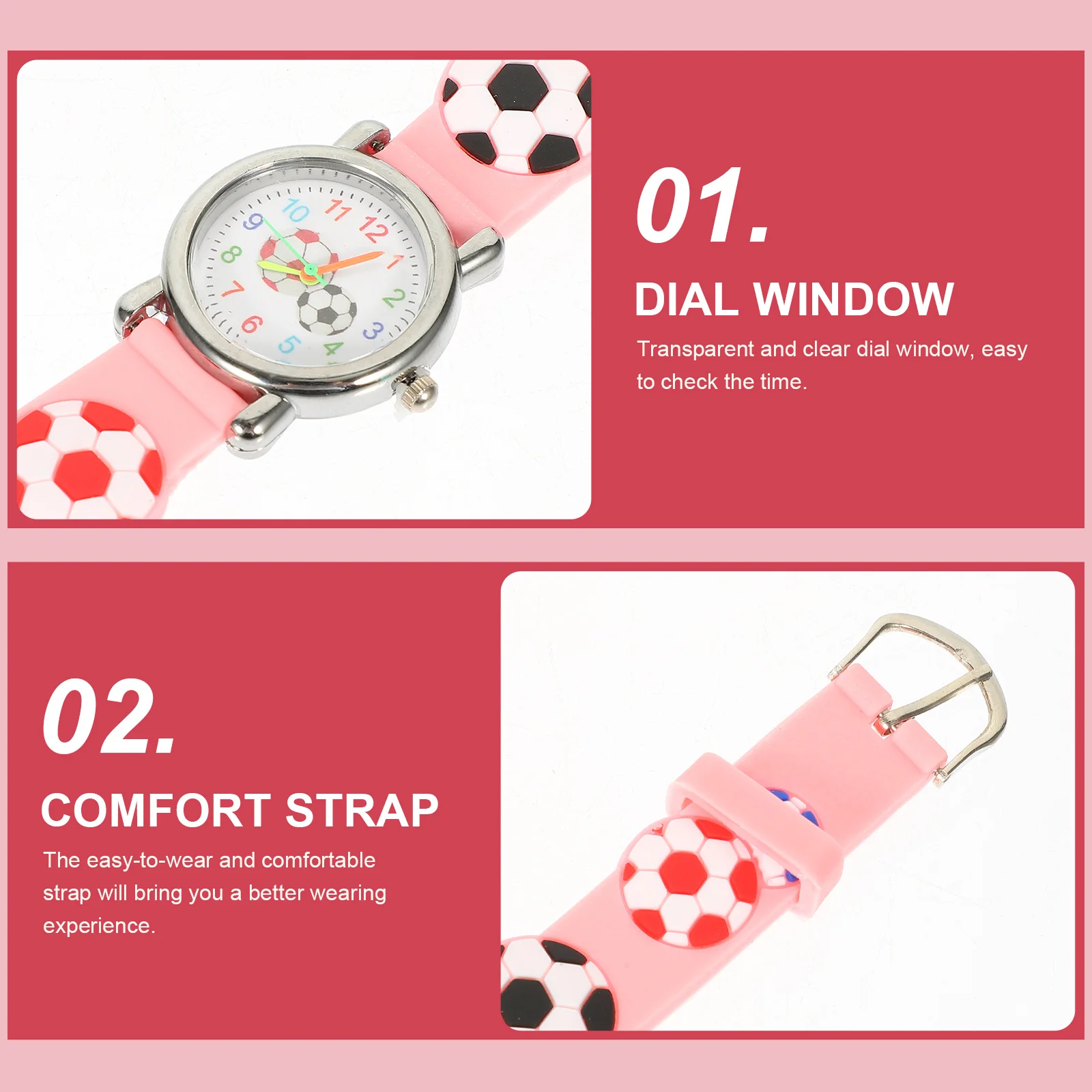 ساعة رياضية بتصميم كرة القدم ثلاثية الأبعاد متينة كهدية عيد ميلاد وقت التعلم #5