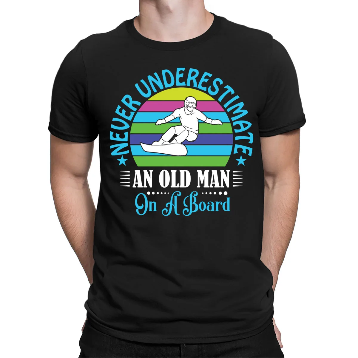 Never Underestimate Snowboarding Snowboard Dad Fathers Day Mens T-Shirts Top#NED