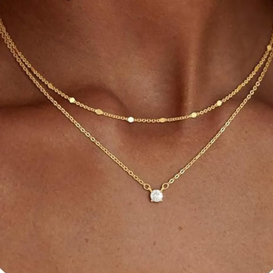 European and American cross-border multi-layer stacked necklace women's simple trend ins cold style fashion all-match collarbon