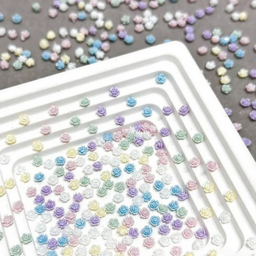 Diamantes de imitación de rosas en 3D para decoración de uñas, accesorios para manicura, manualidades, simulación de rosas, 100 piezas