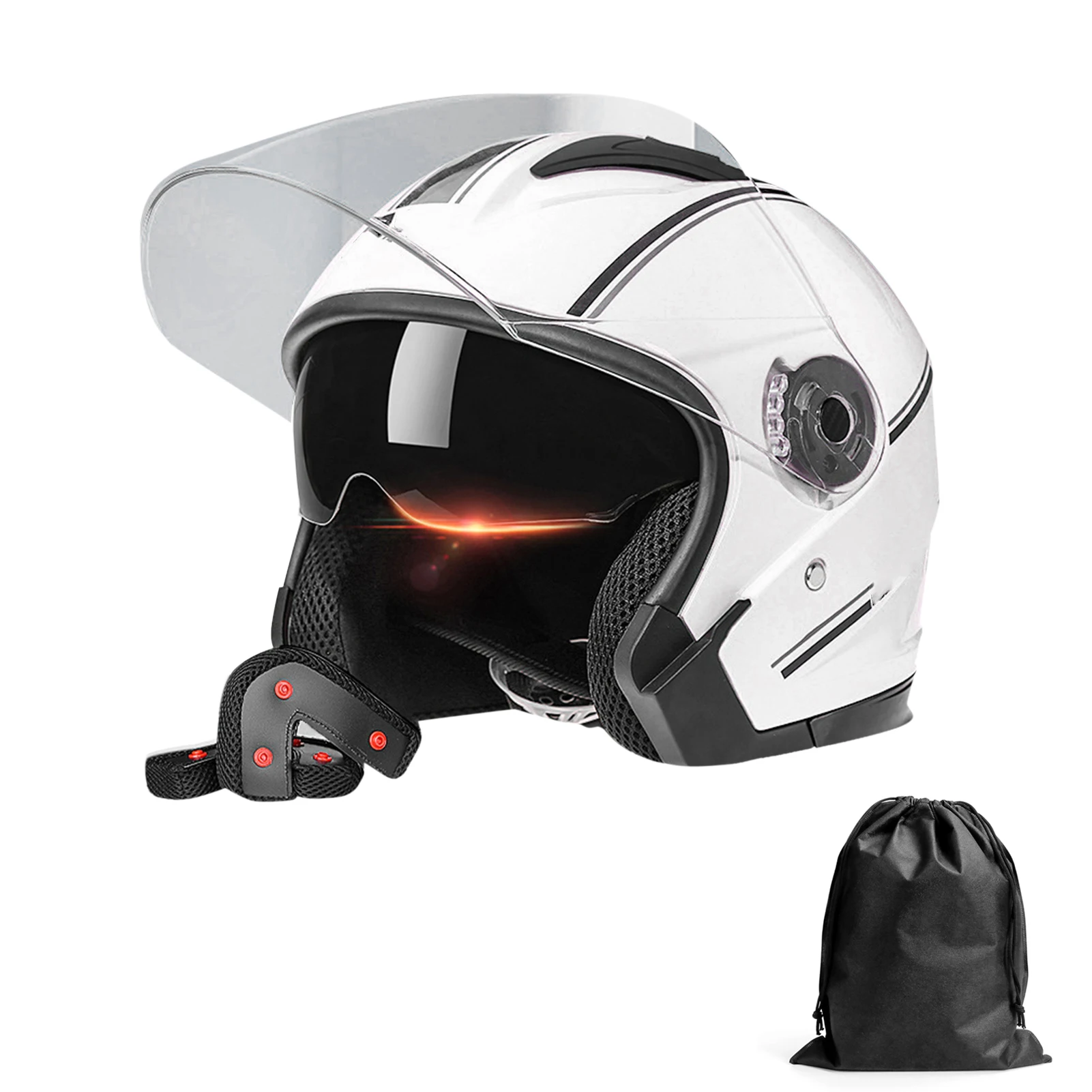 

3/4 Open Face Motorcycle Helmets Dual Visors Men s and Women s Motorbike Half Helmet For Moped Cruiser Dual Visors Helmet