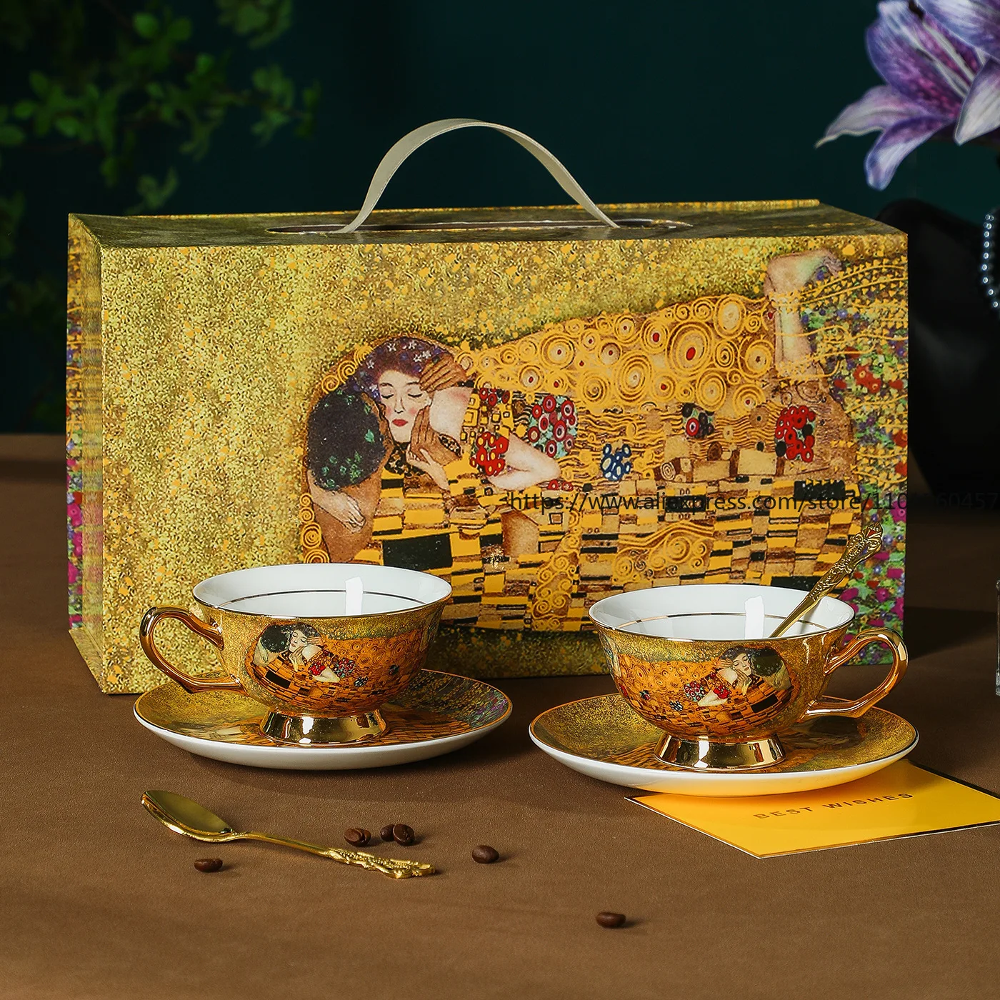 

European-Style Bone China Coffee Cup and Saucer Set Vintage French & English Afternoon Tea Set Teacup Gift Box Set