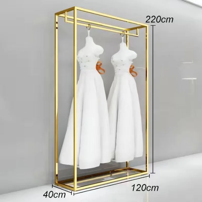 Wedding dress rack, high-end display rack, floor mounted gold studio dress rack, iron Clothes shop clothes hanger
