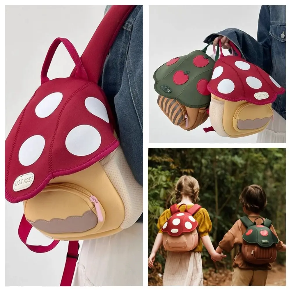 

Double Shoulder Mushroom Backpack Large Capacity Schoolbag Kindergarten Backpack Korean Style Handbag Children School Bag