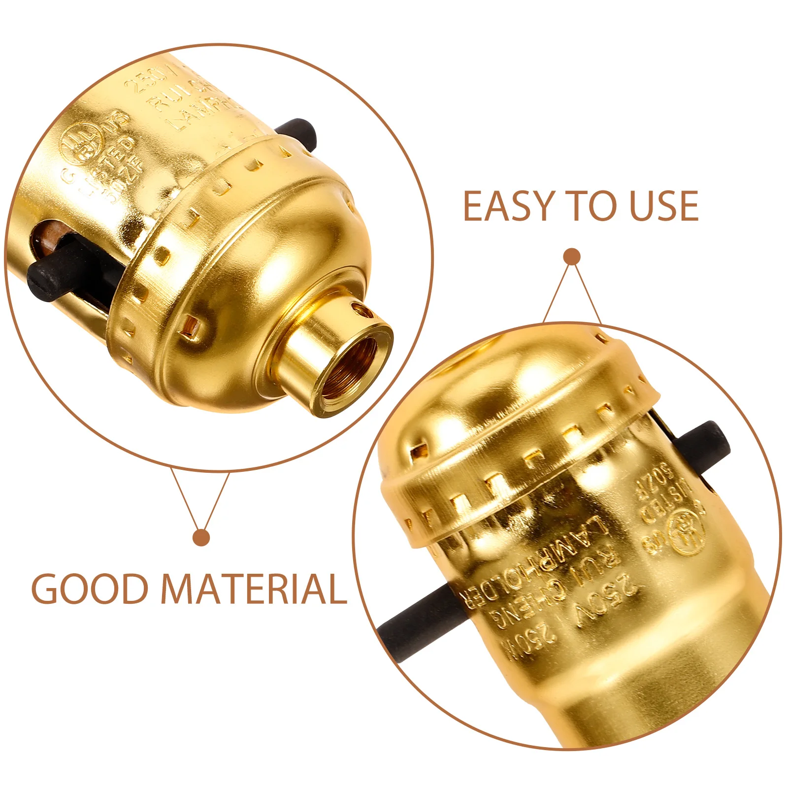 

2pcs Plug-in Lamp Holder Socket Switch Aluminum Shell Base Durable Heat Dissipation Screw Connection Safe Standards Lamp
