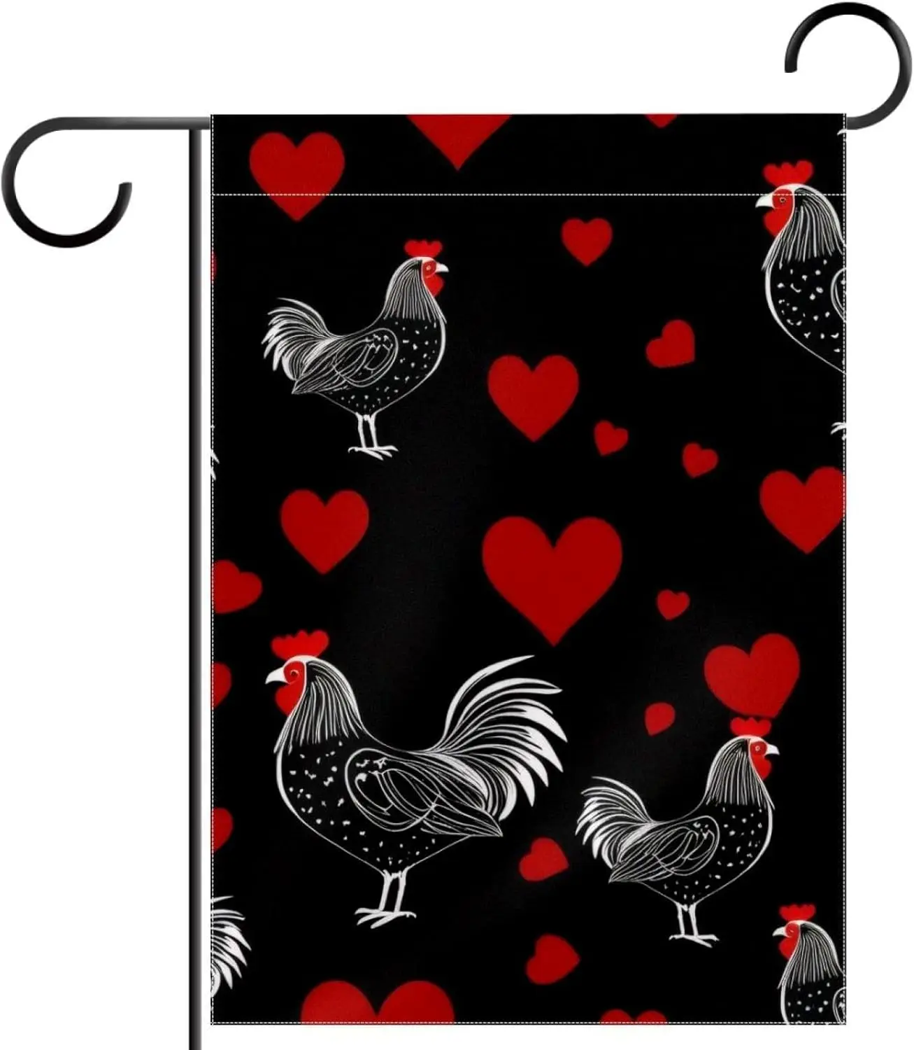 Tavuk Kırmızı Kalpler Bahçe Bayrakları 12x18 Inç Çift Taraflı Hoş Geldiniz Yard Bayrakları Bahar Yaz Çiftlik için Küçük Açık Bahçe Dekor