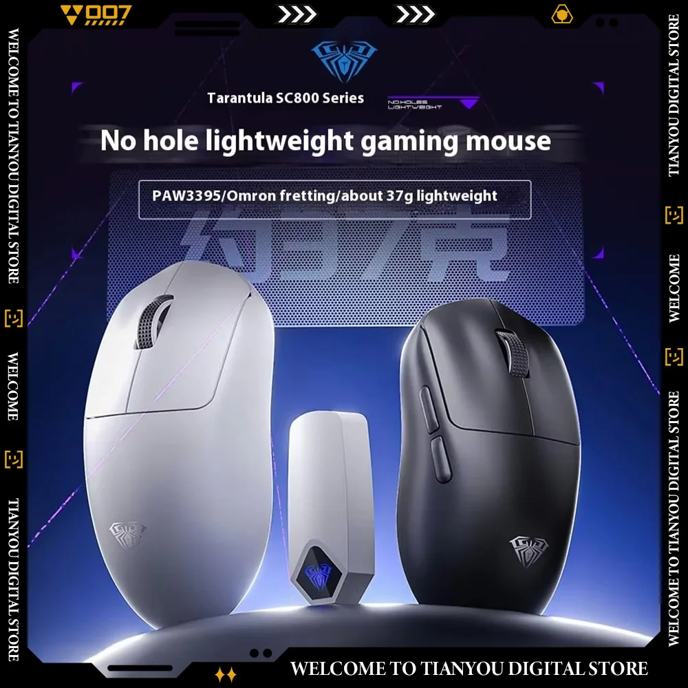 Aula SC800 Gaming Mouse Paw3395 Bluetooth Wireless Tri Mode E-sports Mouse Lightweight 26000dpi 8K Customized Gamer Accessories