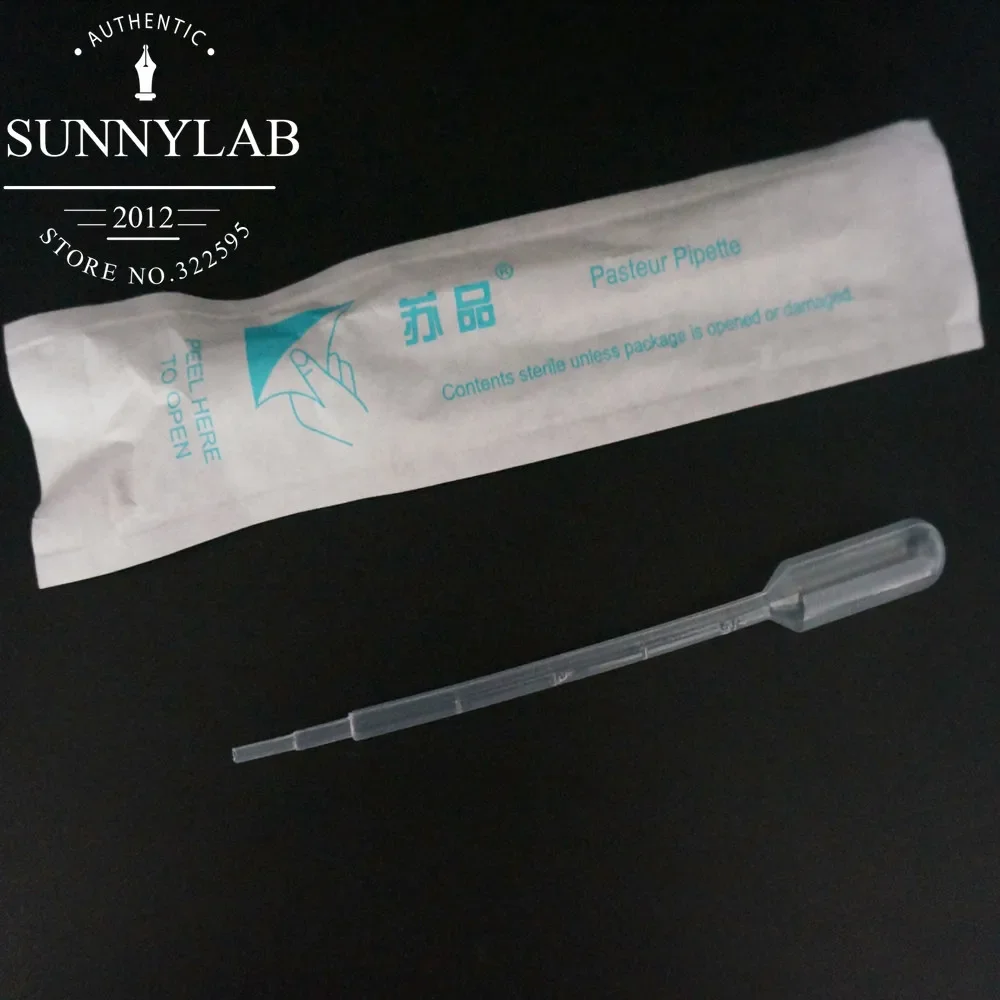 

100pcs 1ml 2ml 3ml 3ml-L sterile transfer pipettes plastic pasteur pipette dropper with independent paper-plastic packaging