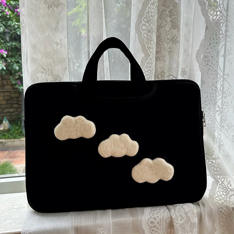 Cartoon Laptop Bag Female's Computer Travel Portable Handbag Korean Clouds Laptop Tablet PC Storage Pounch Women Briefcase