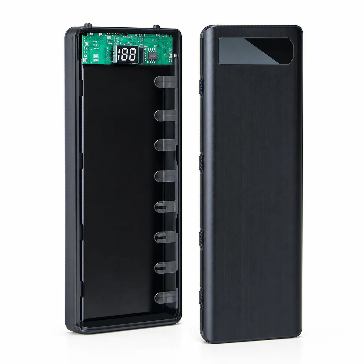HTMCK DIY Shell 8-cell 18650 Battery Box Power Bank Holder Cases Charge Storage PD Dual USB Kit for Cellphone Charge