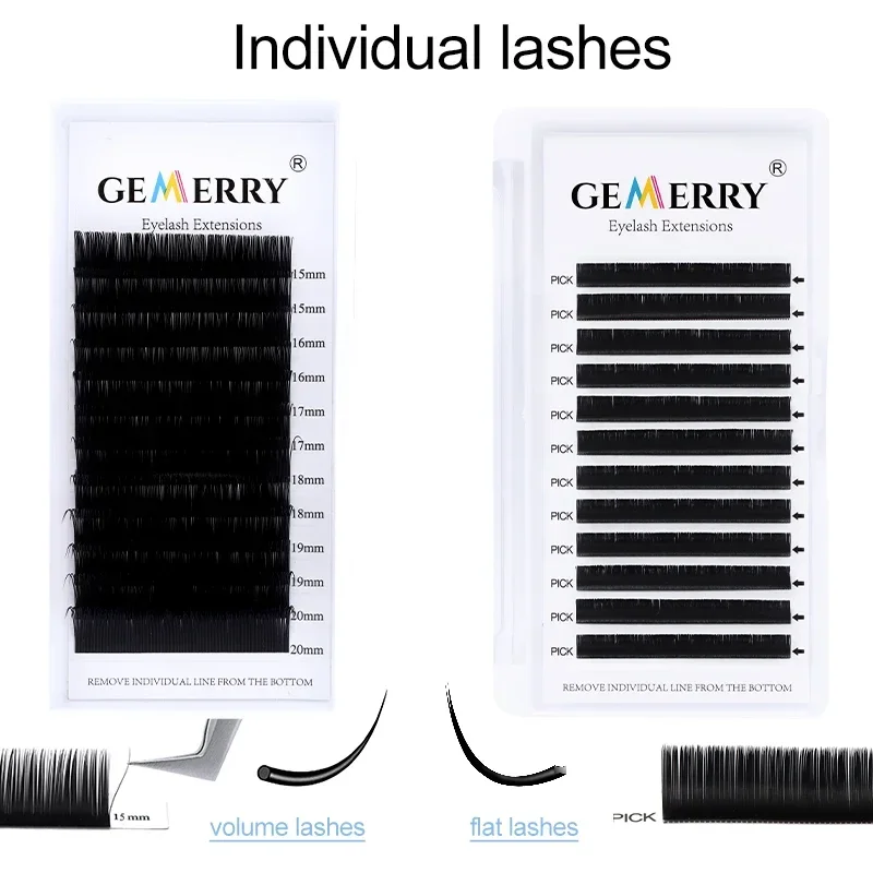 

Gemerry Individual Eyelashes For Extension Cat Eyelash Classic Round Lash Faux Mink Handmade Ellipes Flat Lashes Makeup Supplies