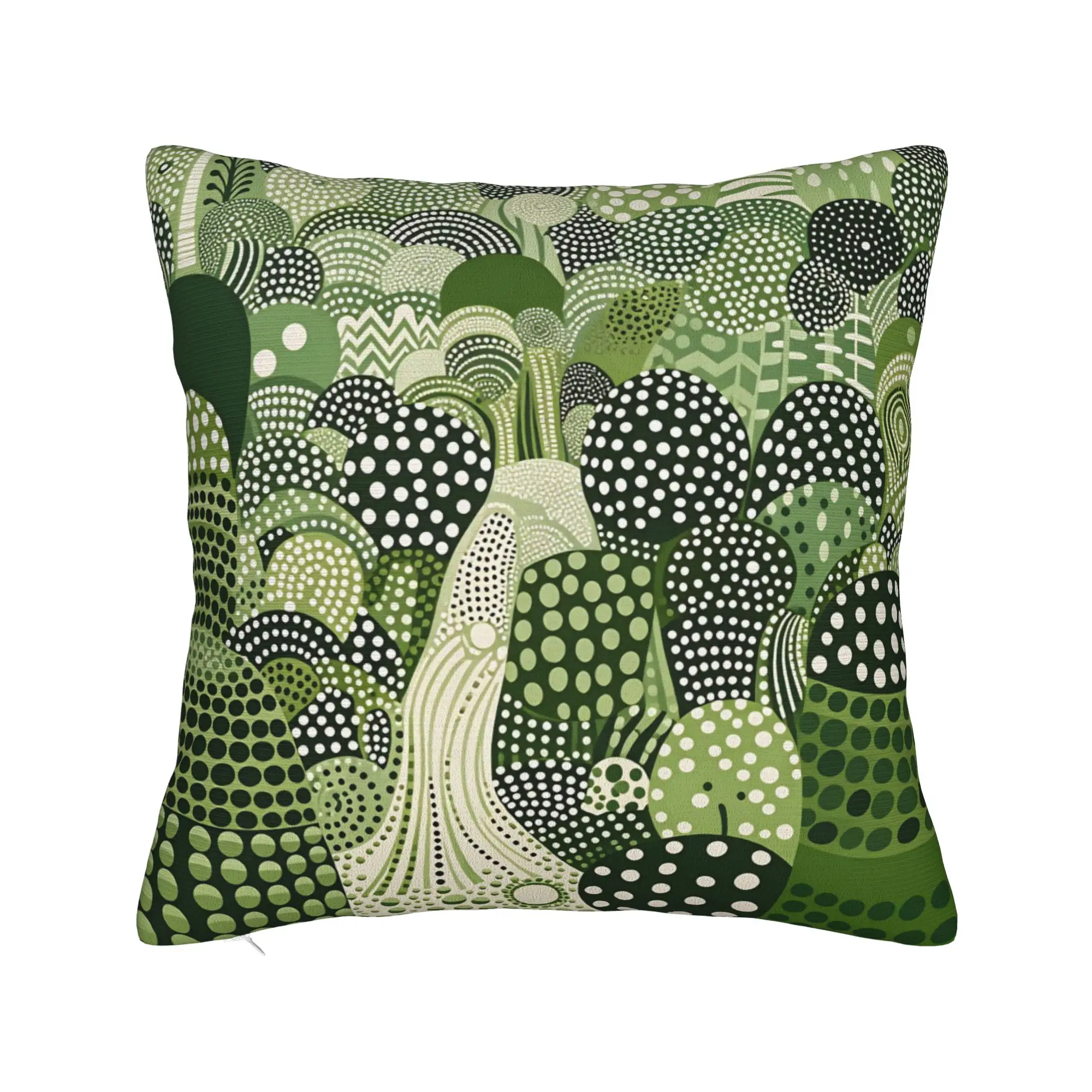Yayoi Kusama Inspired Art Moss Green Forest Pillow Cover Kawaii Pillow Case For Wedding Party Home Decor Custom Pillowcases Gift