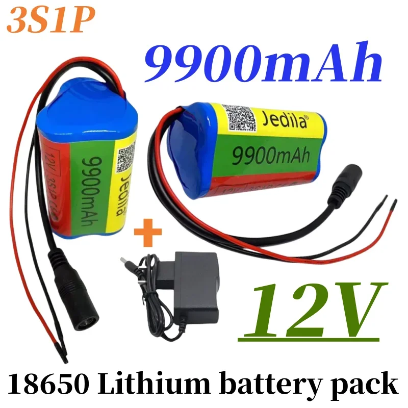 12V 9900mAh 3S1P Lithium Battery 18650 Lithium Battery Pack Protects The Rechargeable Board. 12.6V1A Charger.