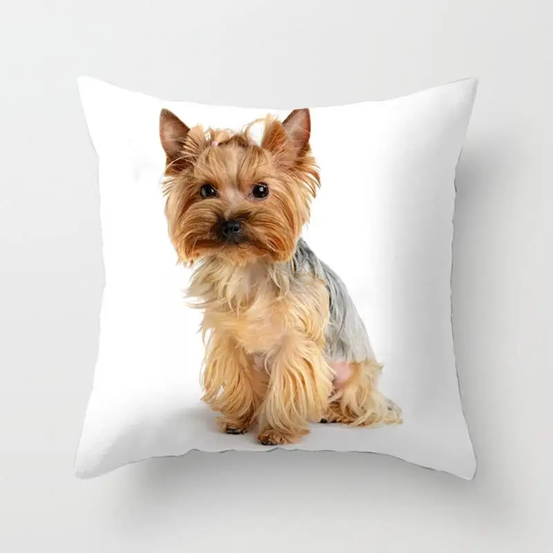 1PC Cute Dog Yorkie BICHON  Yorkshire Decor Print Pillow Case Bedroom Sofa Waist Cushions Cover Car Decoration Cushion