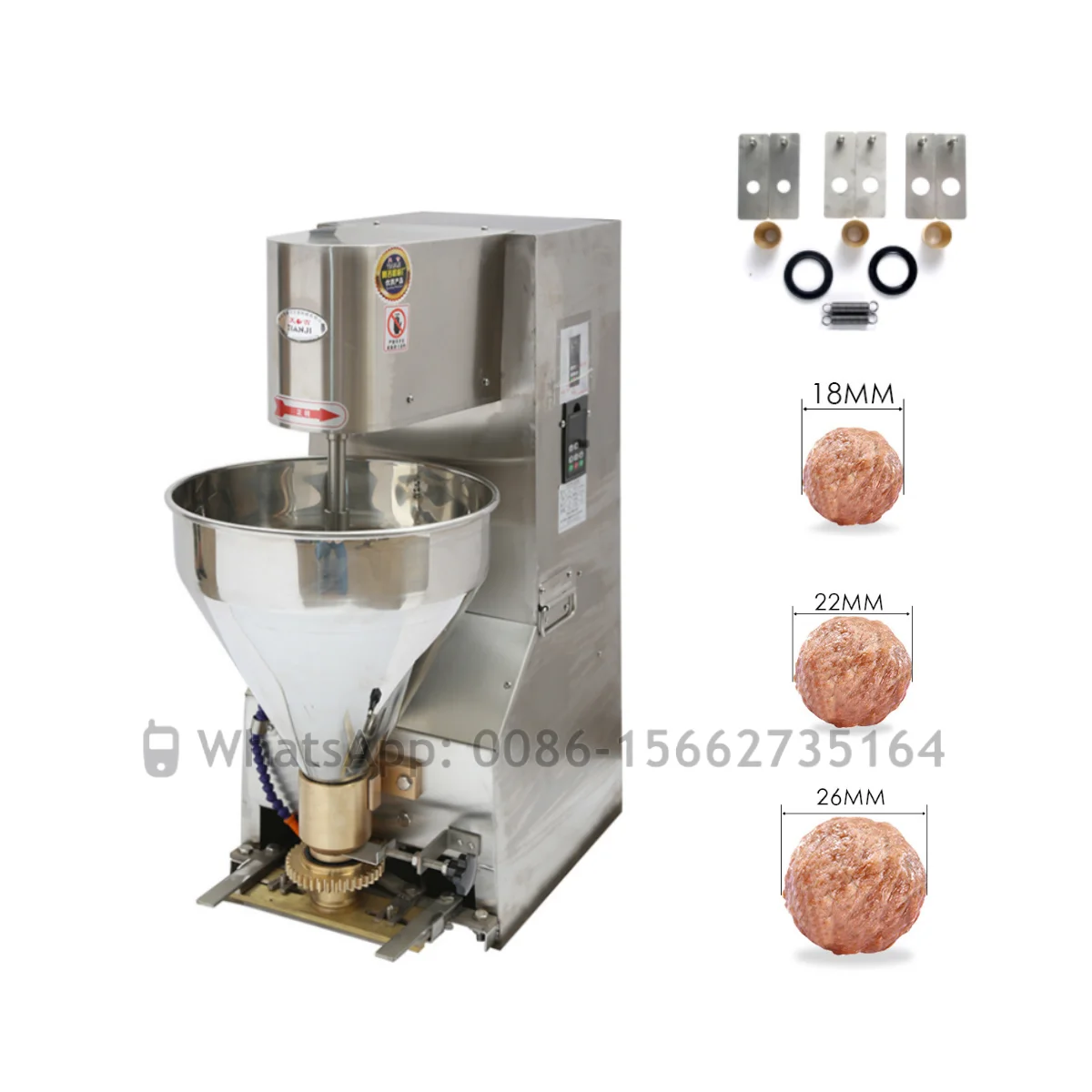 1100W Table Top Automatic Meatball Making Machine Fish Pork Beef Meat Ball Maker Forming Machine With 18mm 22mm 26mm Moulds