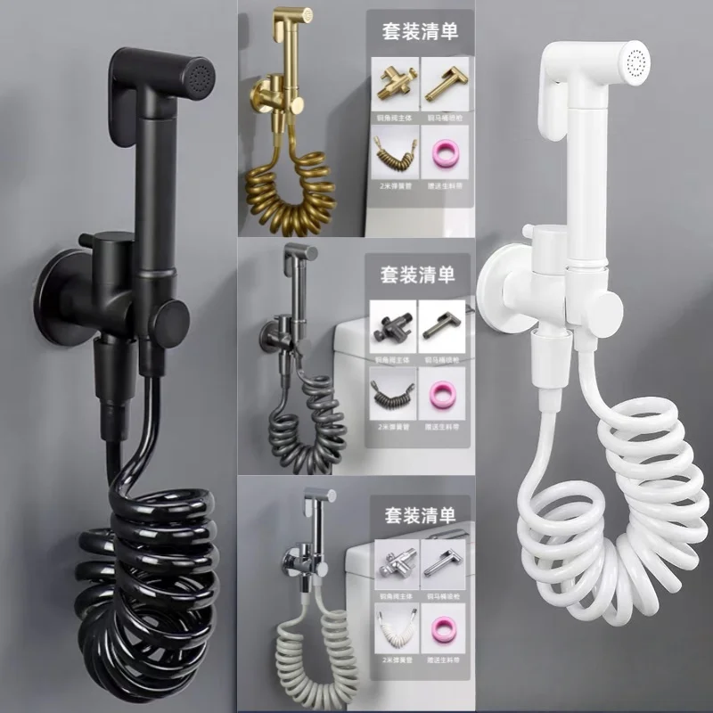 النحاس يده بيديه للحمام البخاخ اكسسوارات الحمام الأسود بيديت صنبور للحمام البخاخ دش رئيس التنظيف الذاتي الأبيض