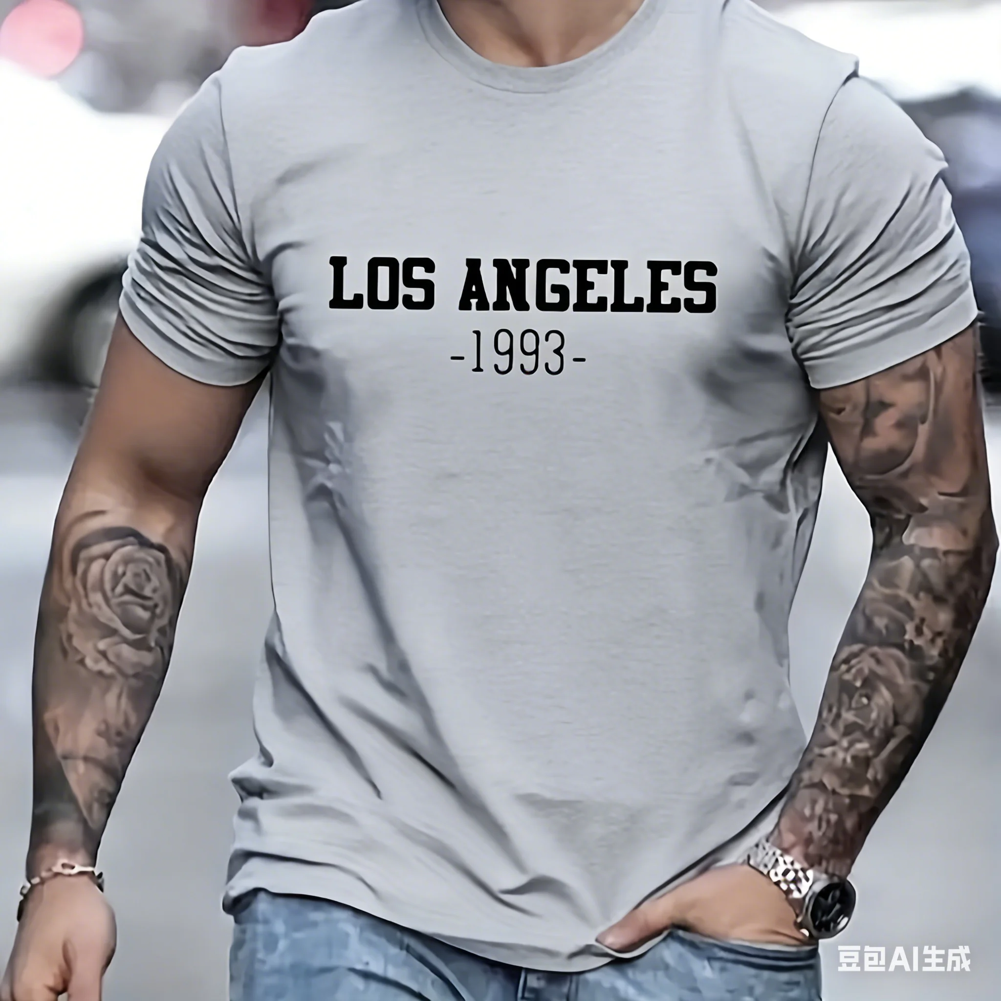 New High-Quality Men's Basic Style Daily Wear Fun Letter 1993 Retro Style Casual Comfortable Round Neck Short Sleeved T-shirt