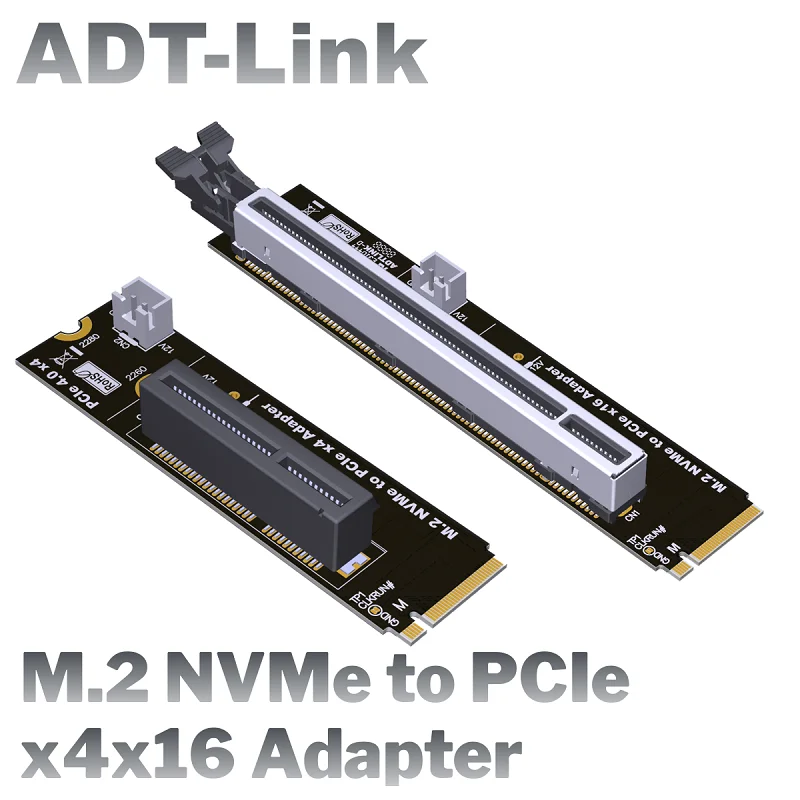 ADT-Link M.2 NVMe to PCI-E x4x16 Riser Card M2 Key M to PCIe x4x16 Adapter Board 22x80mm PCI-Express 4.0 x4 Factory Direct Sales