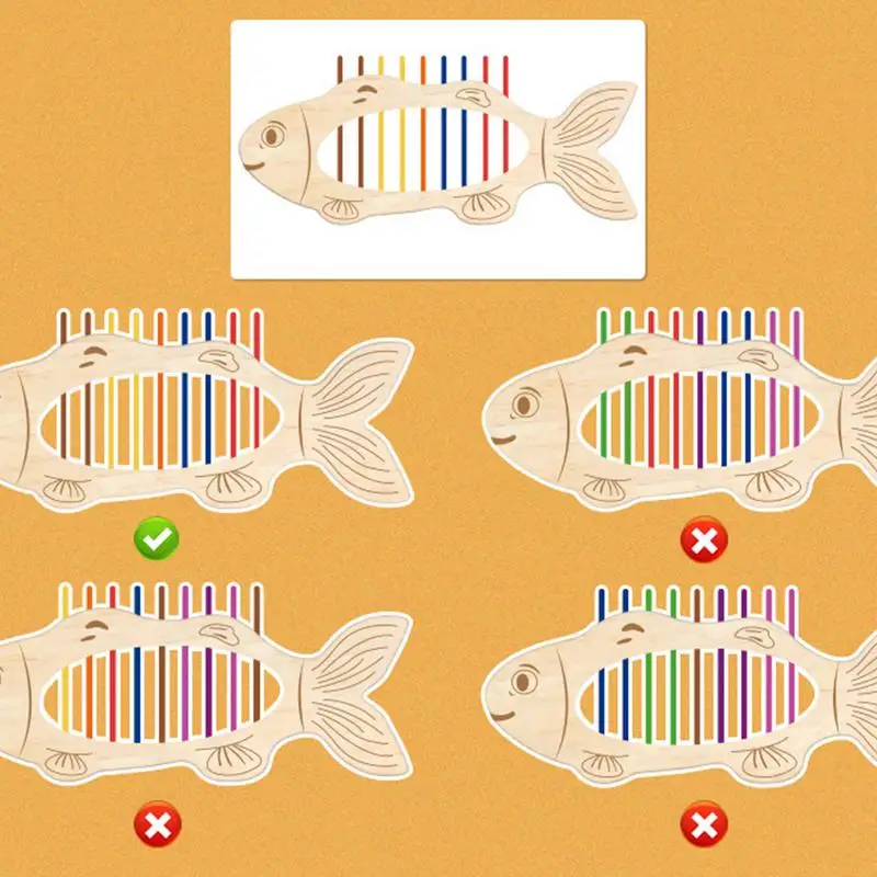 Fine Motor Skills Sensory Toys Fish-Shaped Color Sorting Stick Water-Based Paint Early Educational Toy For Children's Day Easter