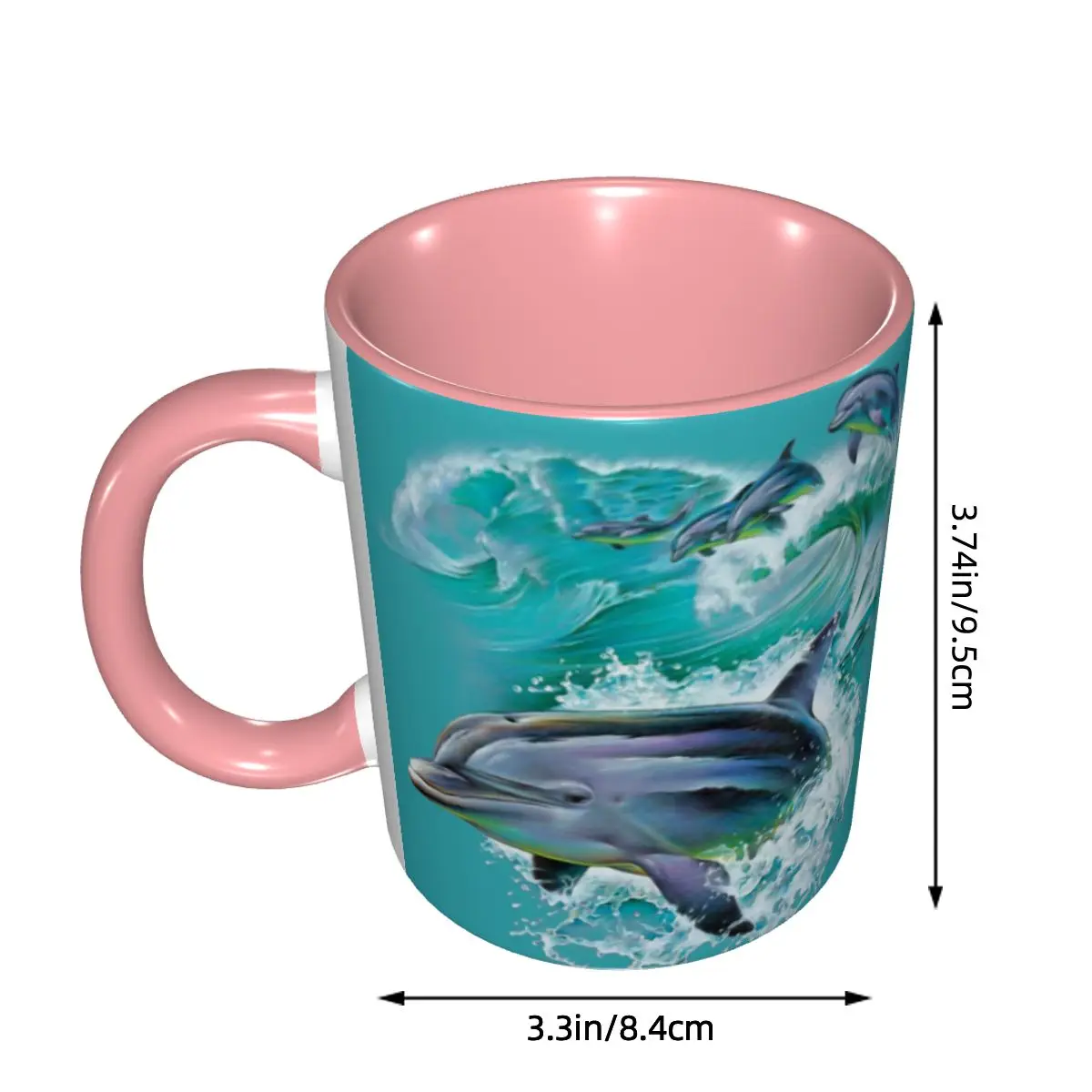 Dolphins Catching Waves Mug Funny Ceramic Coffee Cups Tea Mugs Milk Cup Drinkware Gift for Woman Man