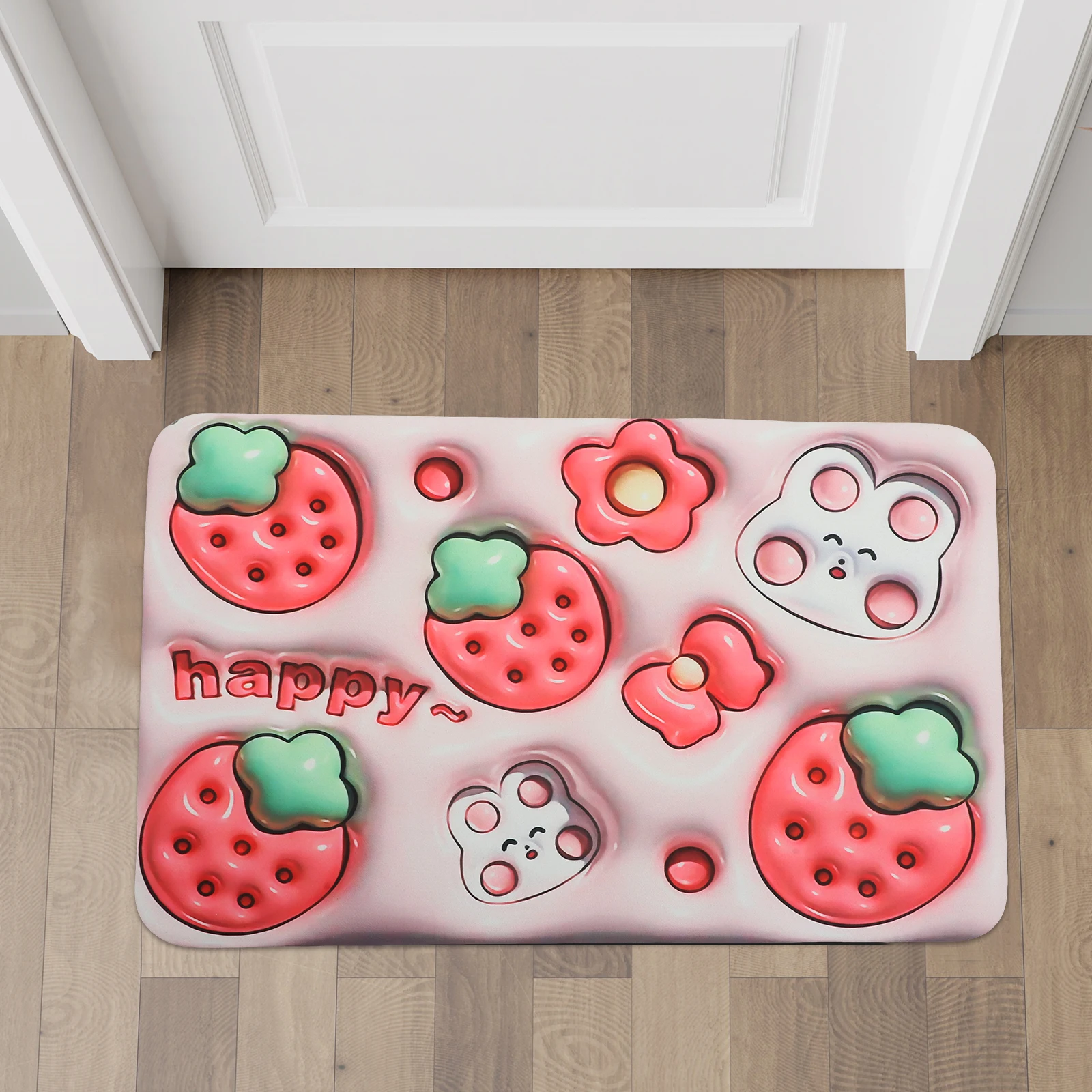 

Anti Skid Bathroom Mat 3D Strawberry Park Floor Pad Quick Dry Absorbent Non Slip Bath Mat Water Absorption Home Floor Pad Easy