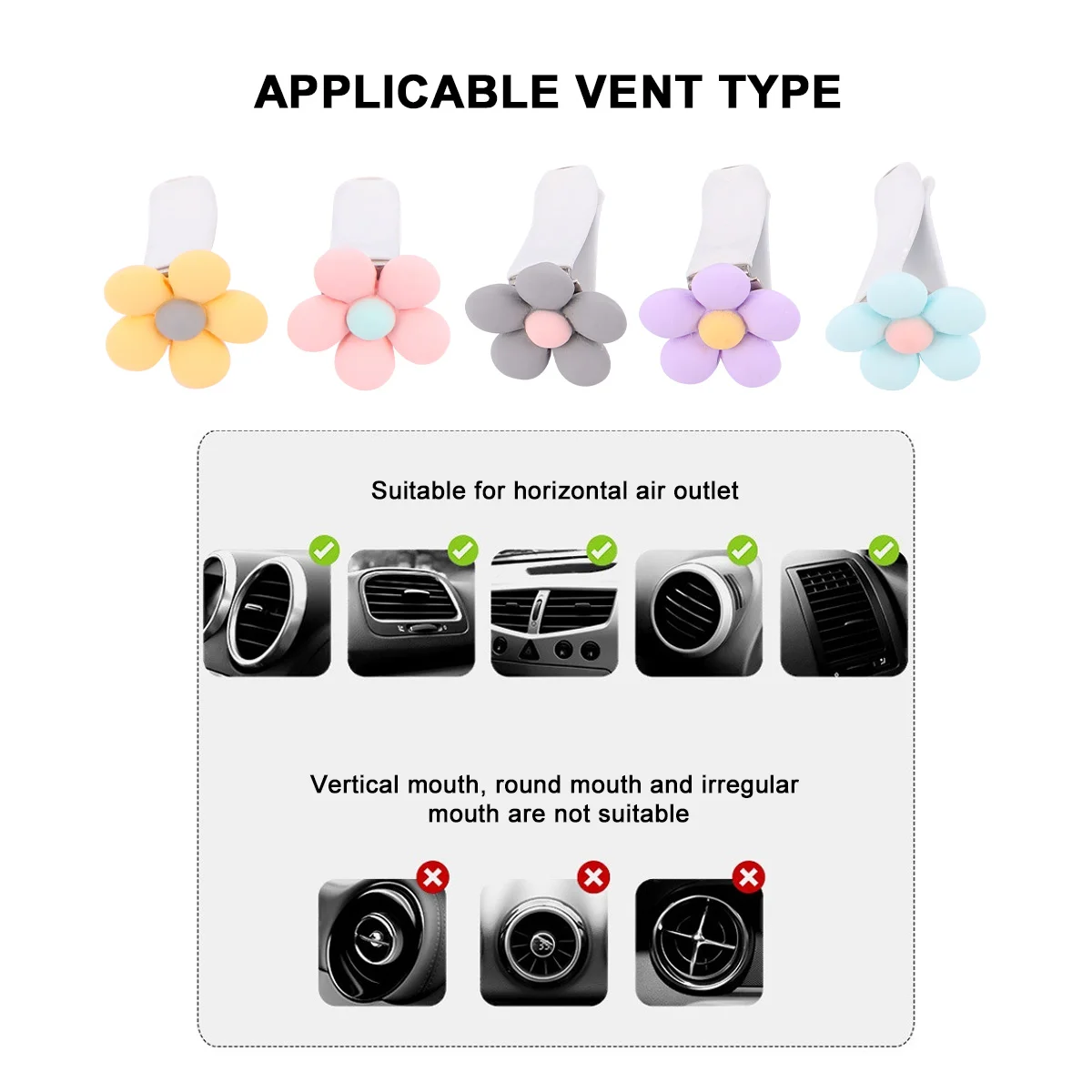 Flowers Decor Car Air Outlet Clip Diffuser Automotive Vent Essential Oil Interior Accessories