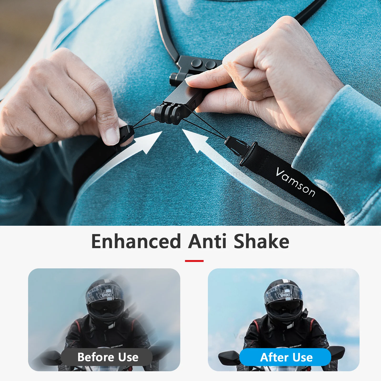 Vamson Anti-shake Neck Hold Mount for iPhone 14 13 Xiaomi Huawei Samsung Cellphone Smartphone Running Cycling Record Vlog Video