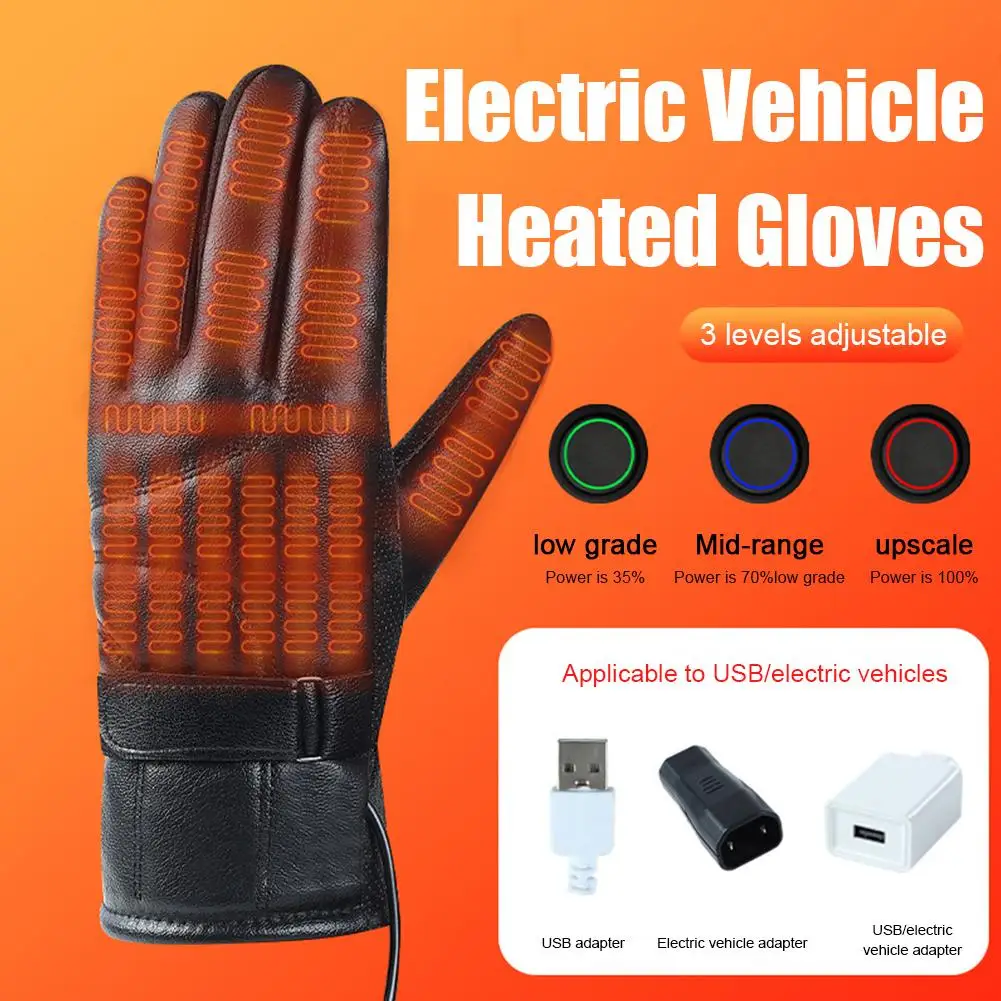 1 par de guantes calefactores USB, guantes calefactores eléctricos recargables, guantes cálidos táctiles para pantalla, guantes de pesca para Motor de esquí al aire libre