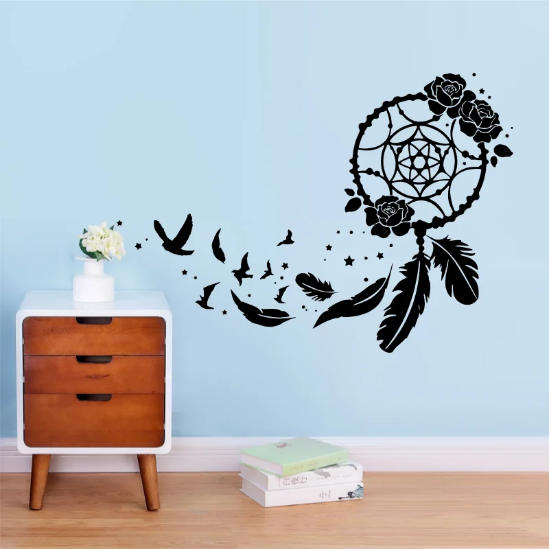 Boho Dream Catcher Rose Fly Bird Wall Decal Baby Nursery Scanvinia Dreamcatcher Inspirational Quote Wall Sticker #14