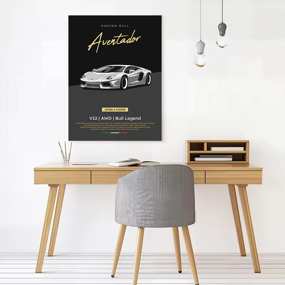 Aventador LP700-4 Coupe Canvas Poster Wall Art Customizable High Quality Printed Picture for Decor Living Room Decoration Mural