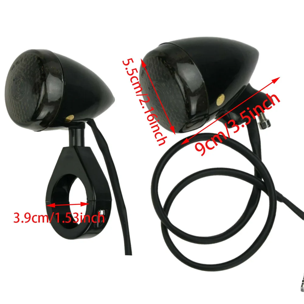 4Pcs Motorcycle Turn Signal Lights Front Rear Light 39mm Fork Clamp Universal For Harley Chrome and Black Housing Indicator Lamp