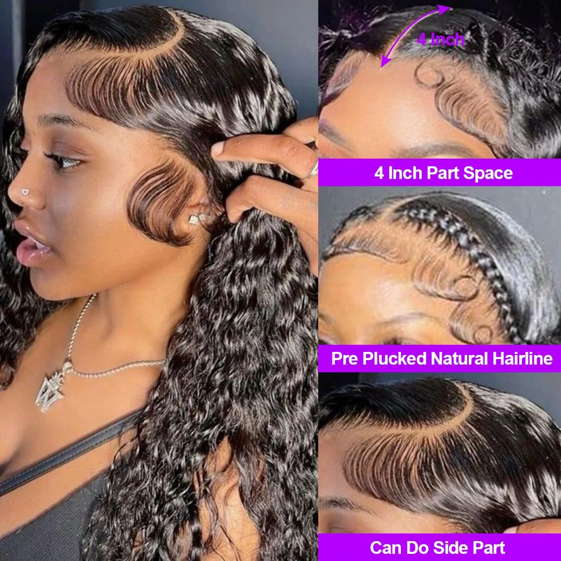 30 inch 13x4 diepe golfkant voorpruiken menselijk haar voor vrouwen HD transparant diep krullend kant frontale pruiken menselijk haar natuurlijke kleur