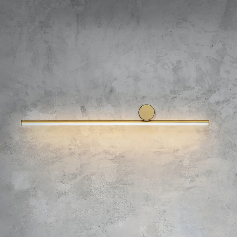 New modern black and gold mirror front wall light bedroom bedside extremely long and simple line wall light LED light