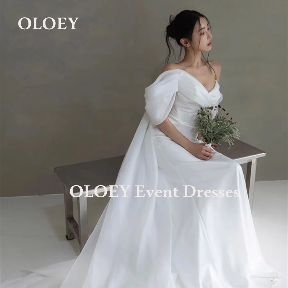 

OLOEY Simple 2025 Mermaid Wedding Dresses Korea Photoshoot Floor Length Off Shoulder Bridal Gowns Pleats Corset Customized