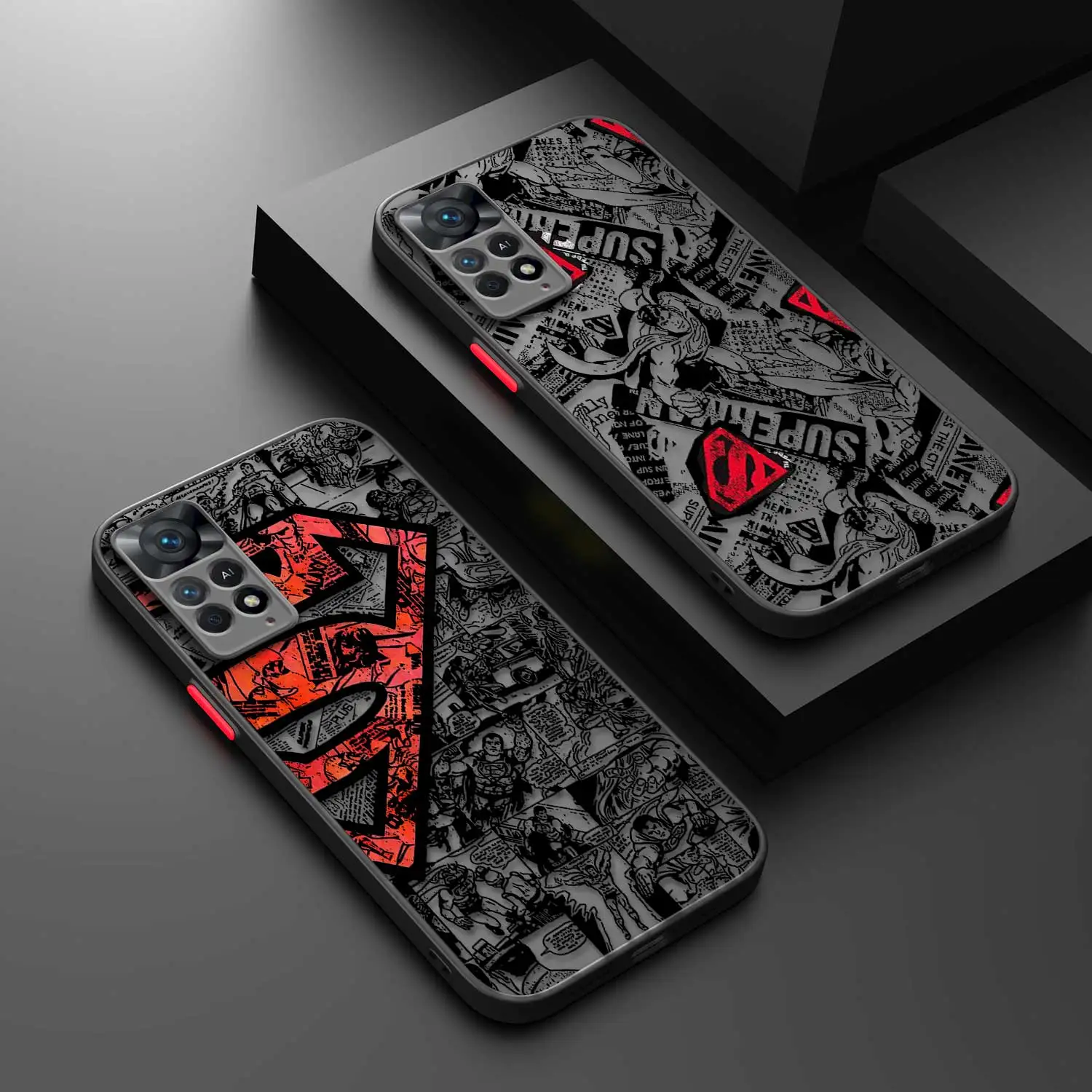 Matte Phone Case For Xiaomi Redmi Note 13 11 12 12S 10 8 Pro 9 8T 9S 7 Cover for Redmi 10 K40 10C 9 12C S-Superman Batman Comics