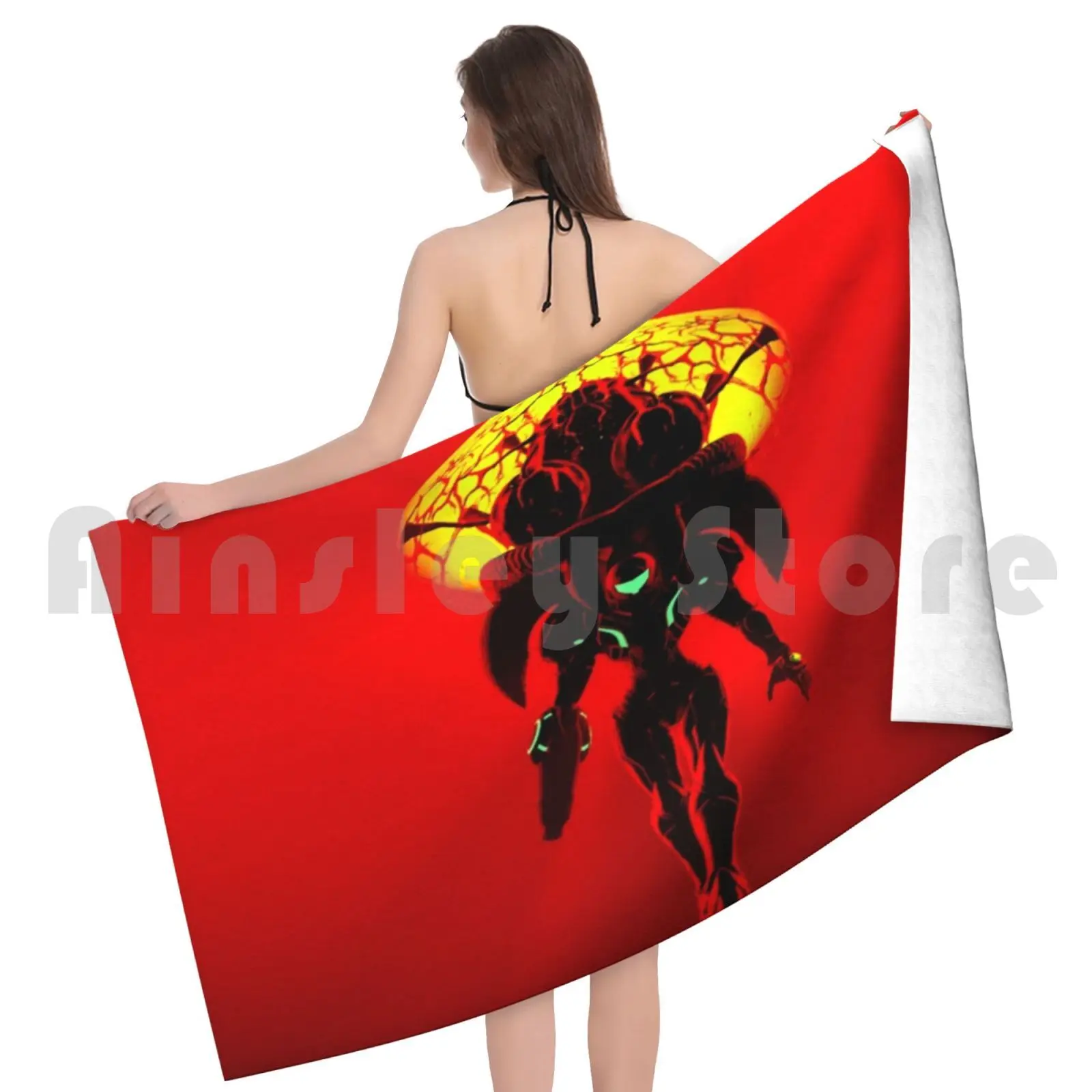 Samus And Metroid Bath Towel Beach Cushion Metroid Metroid Prime Samus Samus Aran Plow Girls Feminine Game view 5
