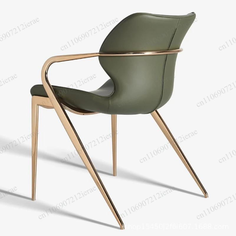Modern Minimalist Negotiation Chair Italian Light Luxury Saddle Leather With Carbon Steel Frame For Cafe Hotel Household