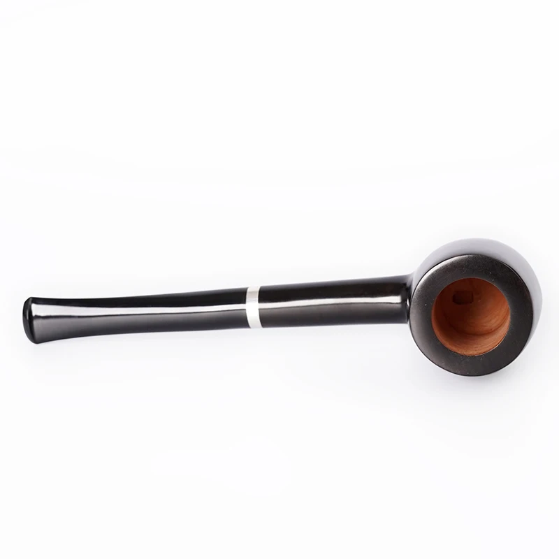 MUXIANG Briar Tobacco Pipe Handmade Smoke Wood Pipe Straight handle billiard pipe vulcanized rubber pipe mouth silver ring