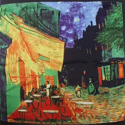 Van Gogh Oil Painting Square Scarves New Silk Scarf Bandanna Women Scarf Fashion Head Neck Tie Band Professional Neckerchief