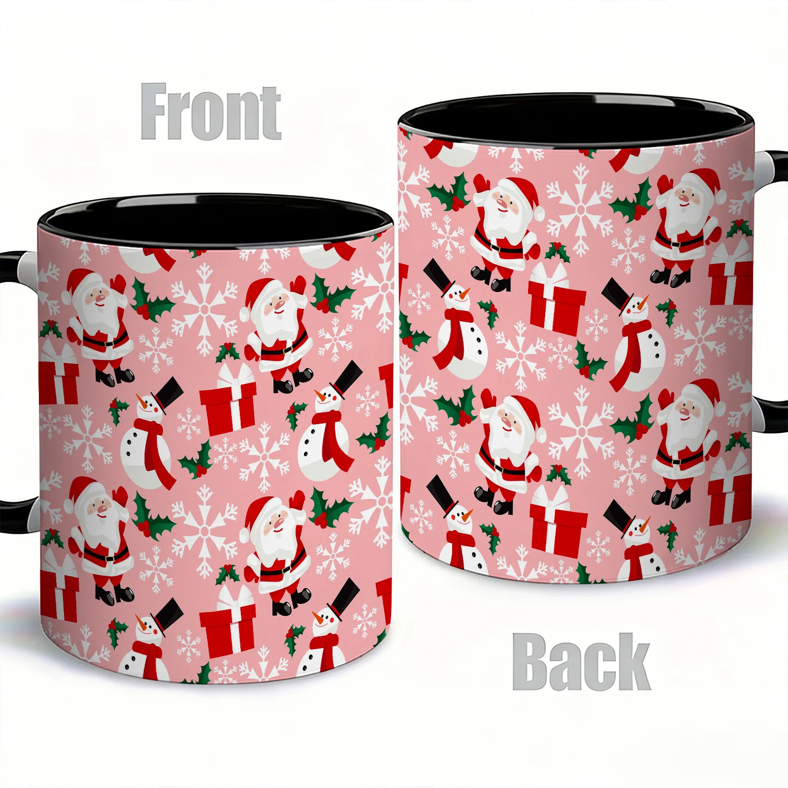 1pc Christmas Elements Ceramic Coffee Mug with Double-sided Pattern Design, Reusable and Easy to Hand Wash, 11oz Stylish Ceramic Cup for Home Decor or Office Use, Ideal Gift for Friends