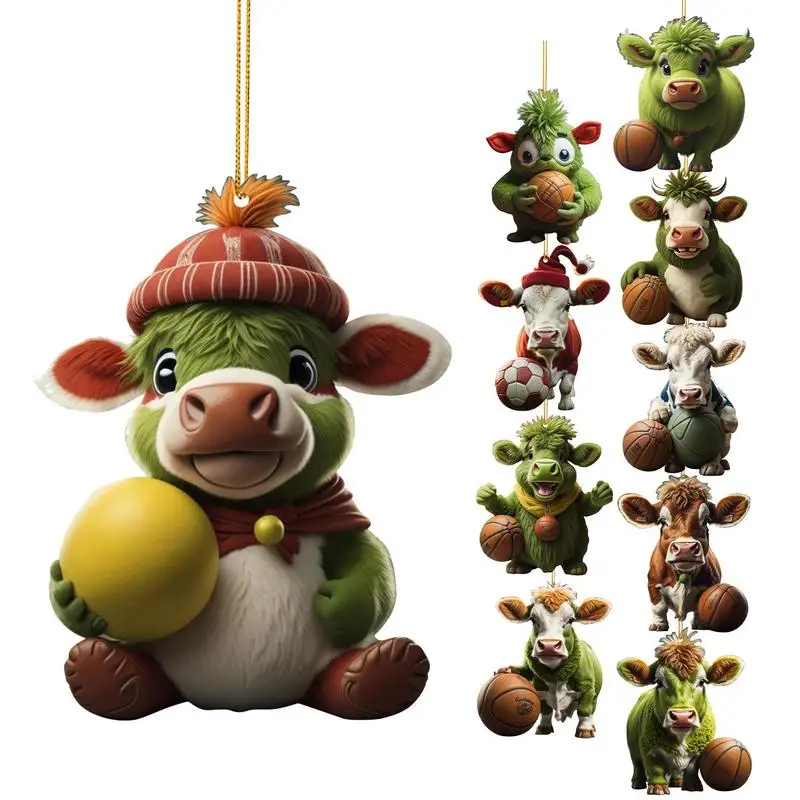 Tree Acrylic Pendants Flat Cow Shaped Tree Pendant For Christmas Home Decor Products Easy To Install Cute Cow For Tree Door