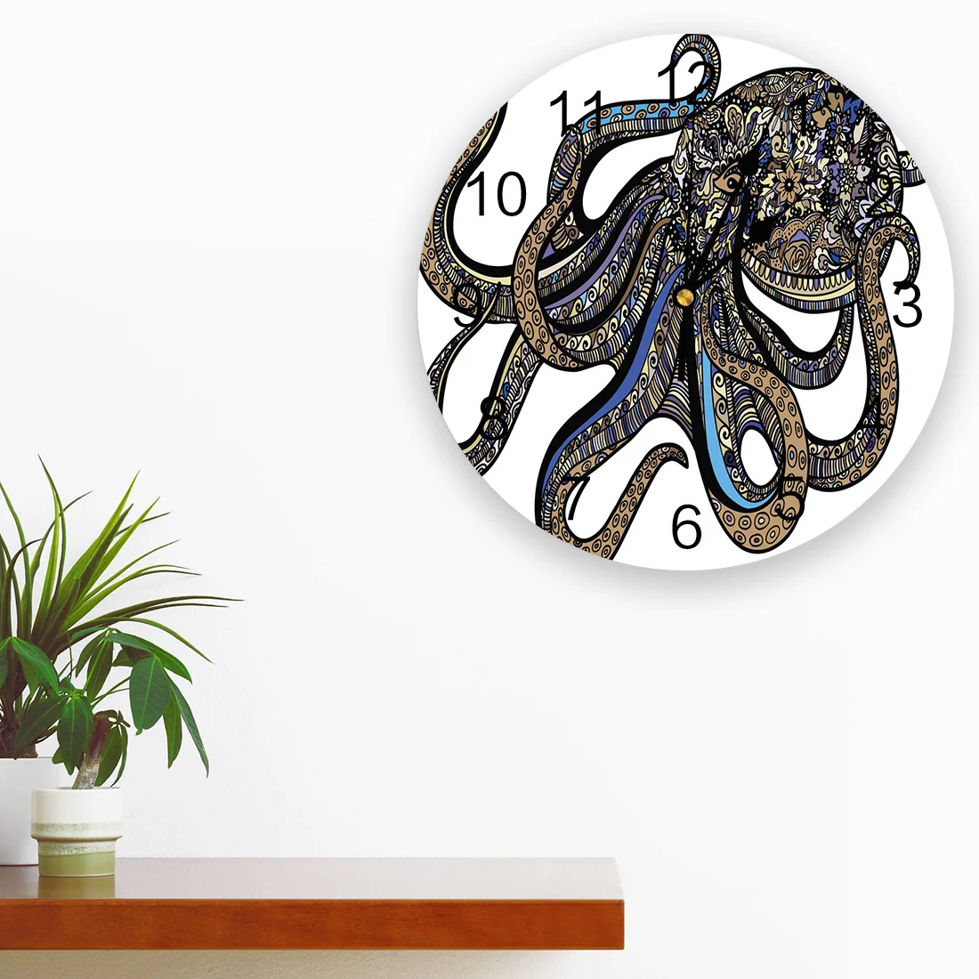 Animal Octopus Lines Petals Wall Clock Home Decor Silent Wall Clock Modern Design Living Room Decor Wall Digital Clock