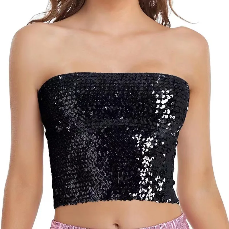 European and American sequined tops DS performance clothes, stage clothes, nightclub flash films, performance clothes, tube top