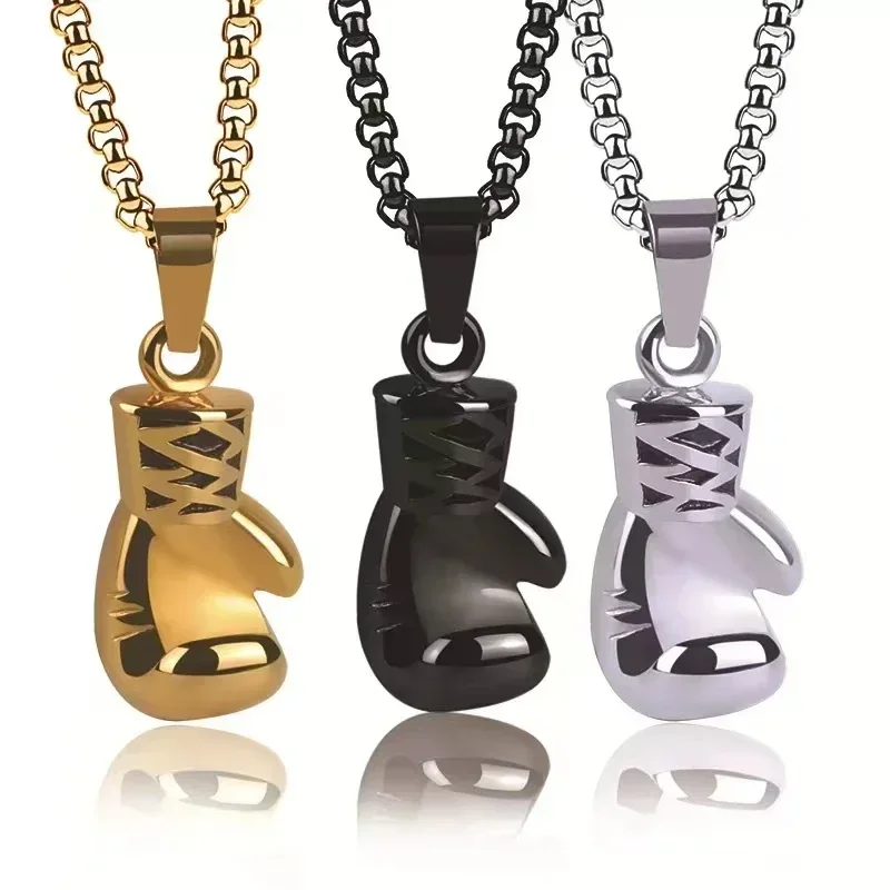 Boxing Gloves Pendant Necklace Domineering Men's Boxing Gloves Fitness Sports Accessories