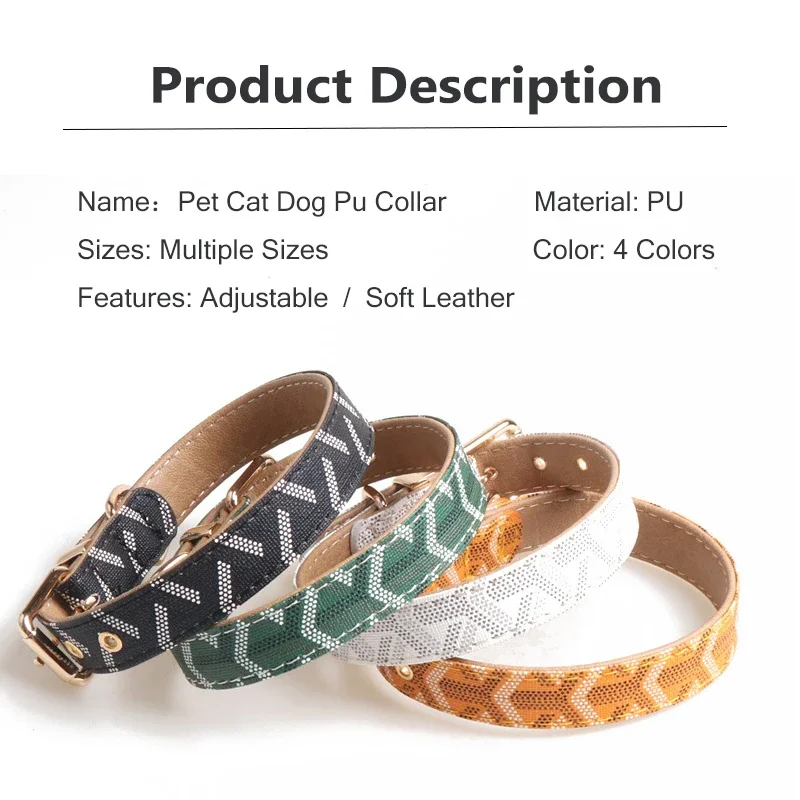 PU Leather Pet Collar Cute Dog Cat Necklace Personalized Collars For Cats Dogs Leash Pets Supplies Accessories Harness