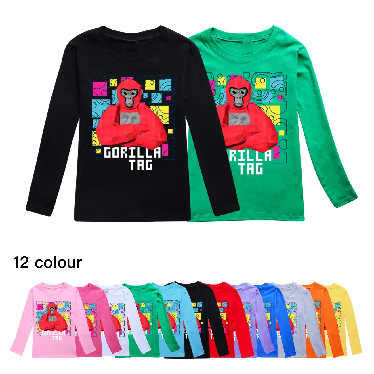 Gorilla Tag Camisetas Kids O-neck Long Sleeve Tops Baby Girls Spring Autumn 100% Cotton T Shirt Teen Boys Fashion Clothes